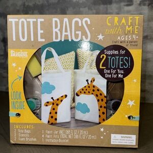 Tote Bags Craft With Me Imagine Bendon Supplies 2 Totes Ages 4+ Home School NEW